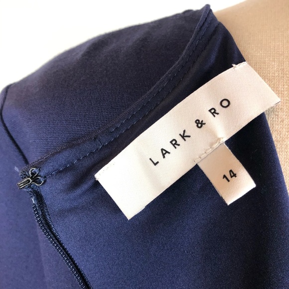 Lark & Ro Blue Faux Wrap Ruffle Dress - Picture 6 of 12